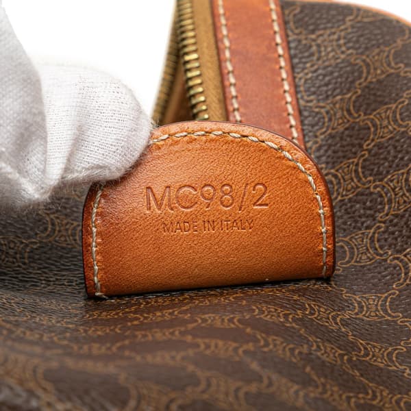 Pre-owned Celine Macadam Coated Canvas Boston Bag Brown
