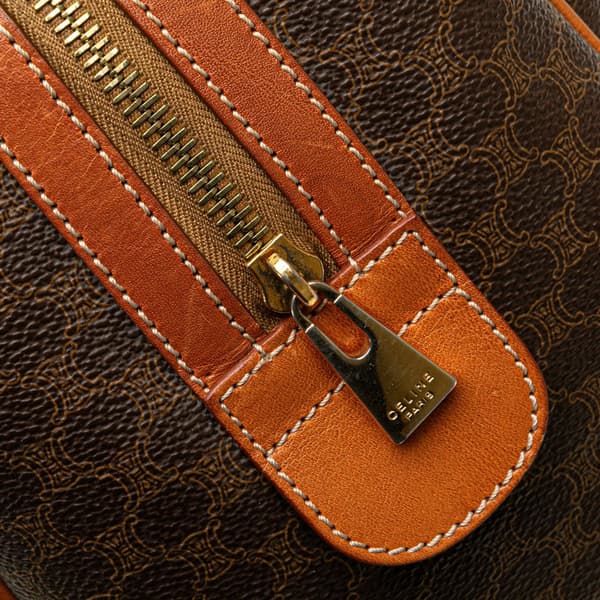 Pre-owned Celine Macadam Coated Canvas Boston Bag Brown