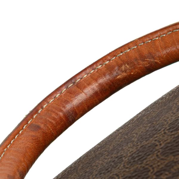 Pre-owned Celine Macadam Coated Canvas Boston Bag Brown