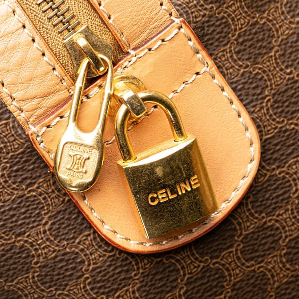 Pre-owned Celine Macadam Coated Canvas Travel Bag Brown