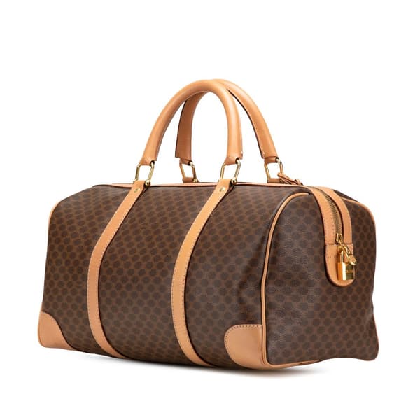Pre-owned Celine Macadam Coated Canvas Travel Bag Brown