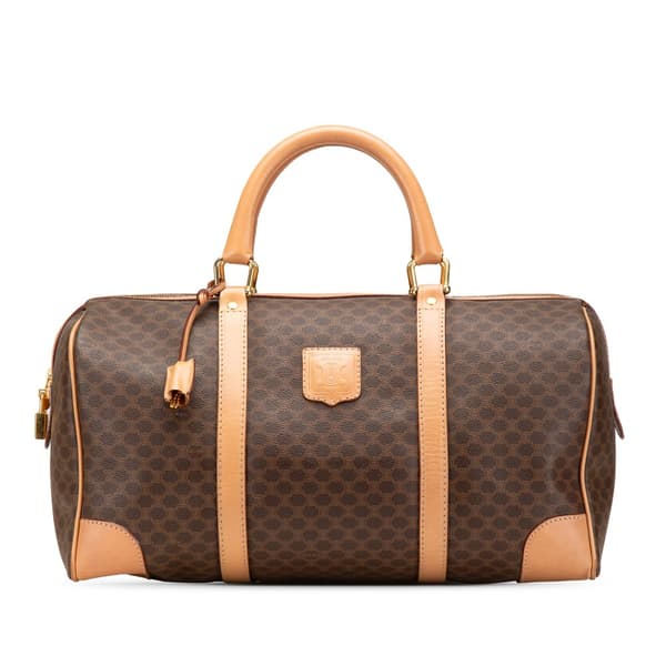 Pre-owned Celine Macadam Coated Canvas Travel Bag Brown