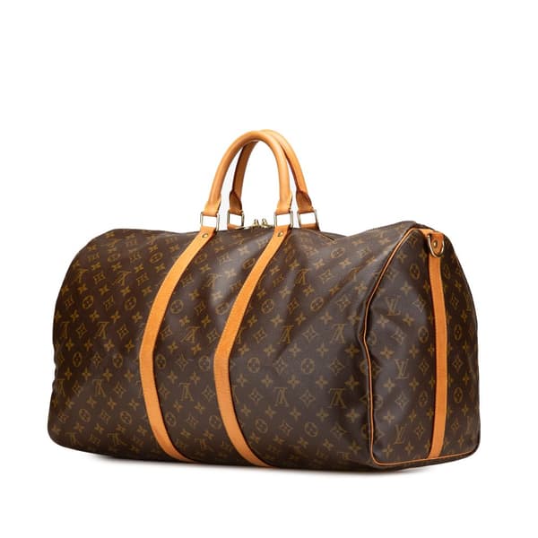 Pre-owned Louis Vuitton Monogram Keepall Bandouliere 55 Brown