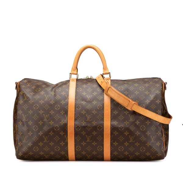 Pre-owned Louis Vuitton Monogram Keepall Bandouliere 55 Brown