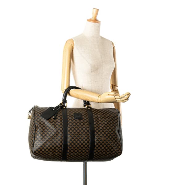 Pre-owned Celine Macadam Coated Canvas Travel Bag Brown