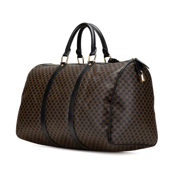 Pre-owned Celine Macadam Coated Canvas Travel Bag Brown