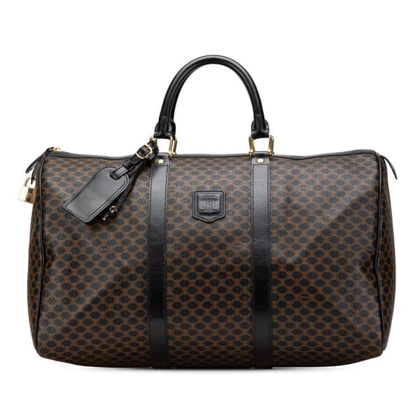 Pre-owned Celine Macadam Coated Canvas Travel Bag Brown