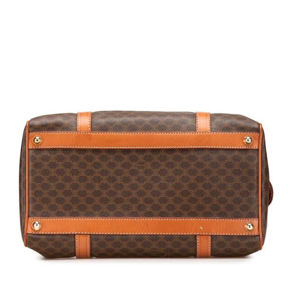 Pre-owned Celine Macadam Coated Canvas Boston Bag Brown