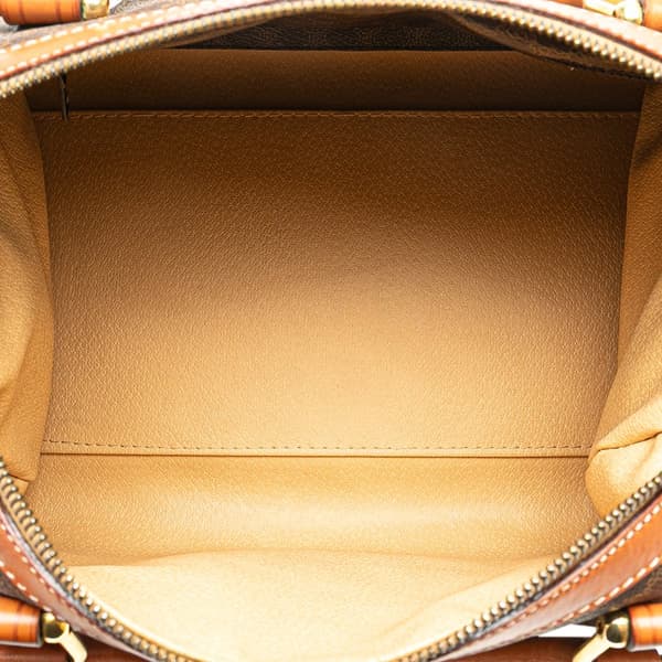 Pre-owned Celine Macadam Coated Canvas Boston Bag Brown