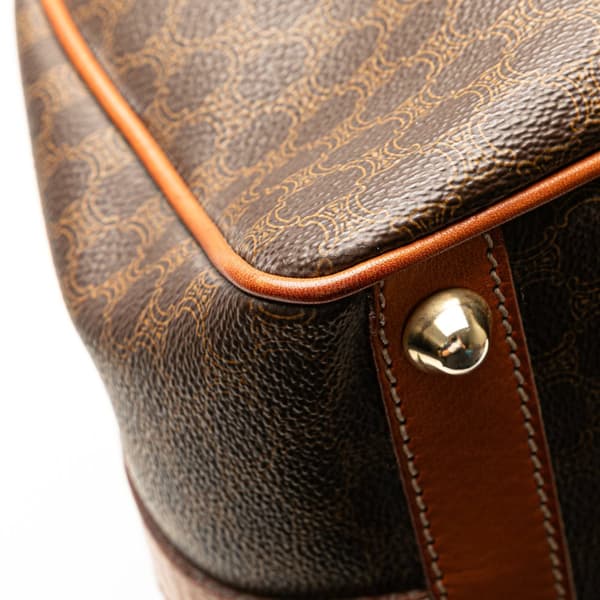 Pre-owned Celine Macadam Coated Canvas Boston Bag Brown