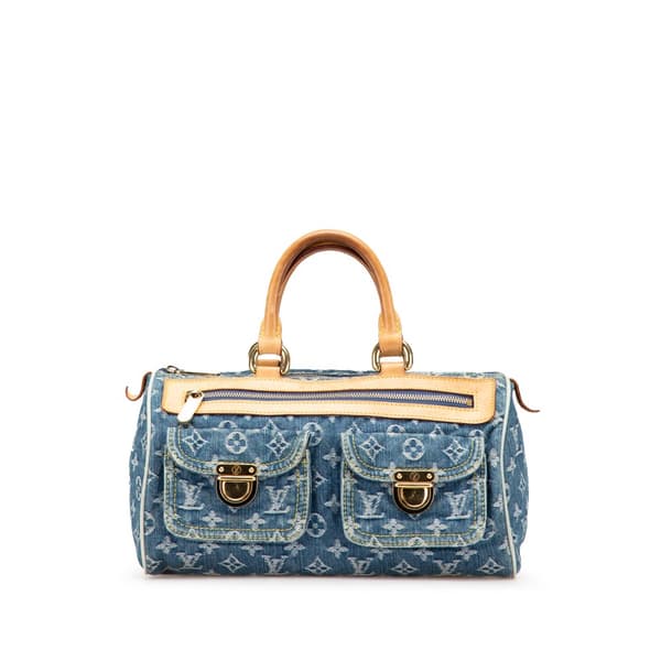 Pre-owned Louis Vuitton Monogram Denim Neo Speedy 30 Blue