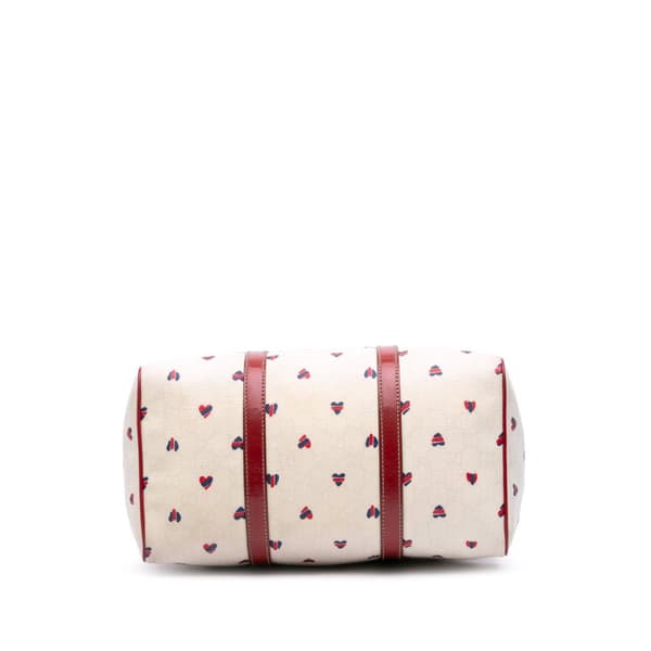Pre-owned Gucci Medium GG Supreme Hearts Joy Boston White