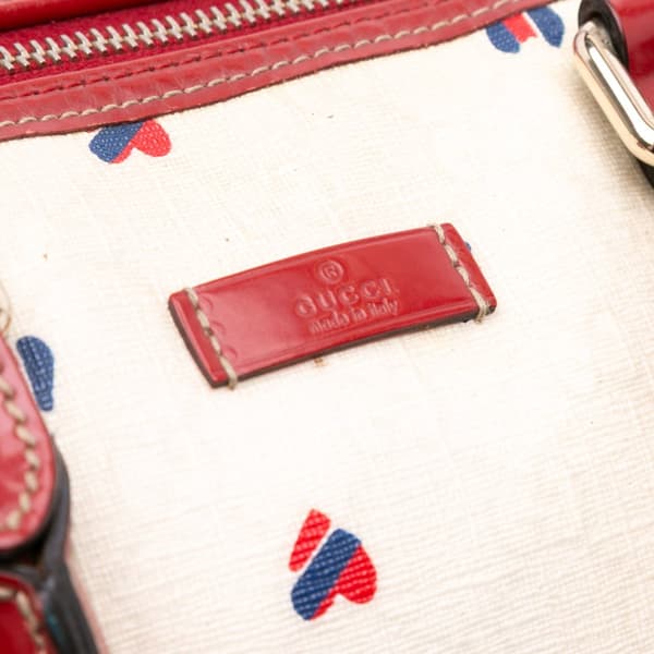 Pre-owned Gucci Medium GG Supreme Hearts Joy Boston White
