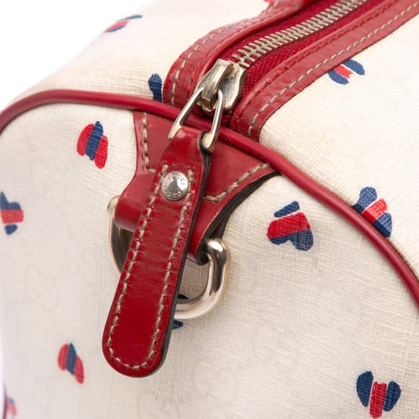 Pre-owned Gucci Medium GG Supreme Hearts Joy Boston White