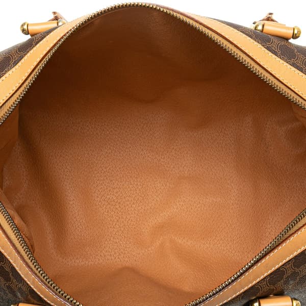 Pre-owned Celine Macadam Coated Canvas Boston Bag Brown