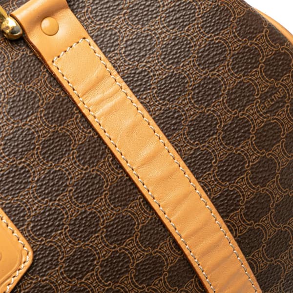 Pre-owned Celine Macadam Coated Canvas Boston Bag Brown