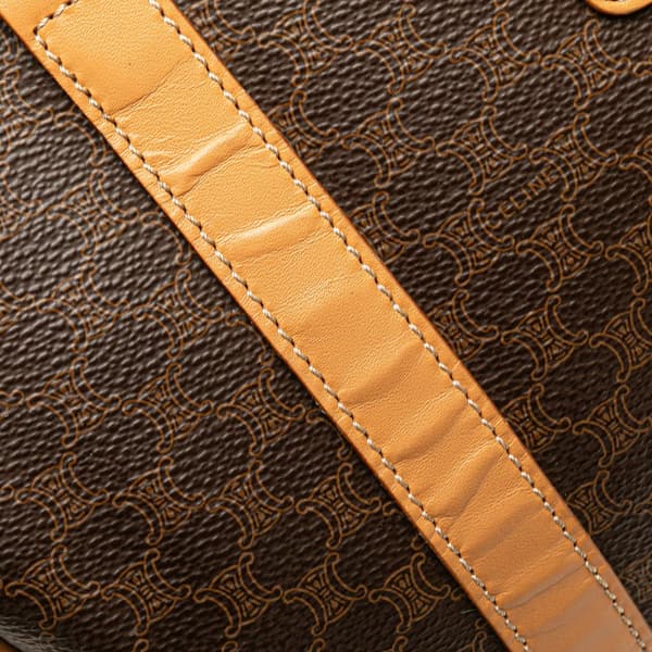 Pre-owned Celine Macadam Coated Canvas Boston Bag Brown