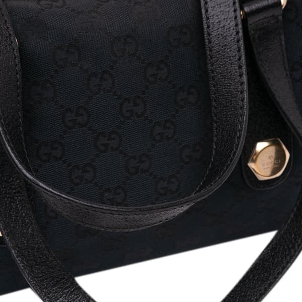 Pre-owned Gucci GG Canvas Charmy Boston Bag Black