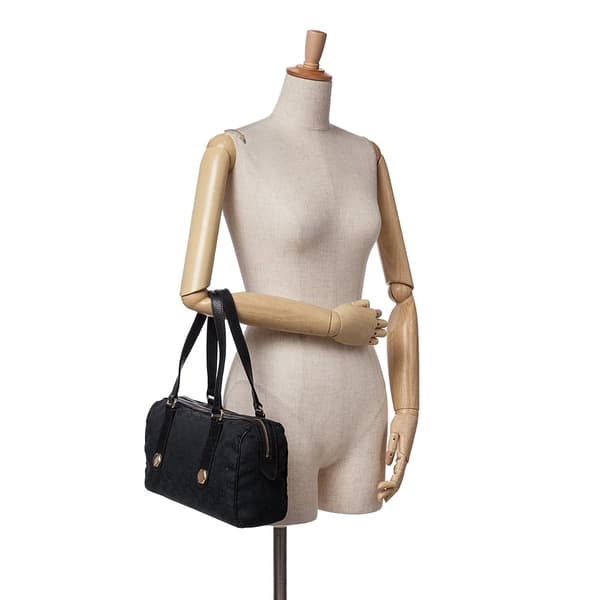 Pre-owned Gucci GG Canvas Charmy Boston Bag Black