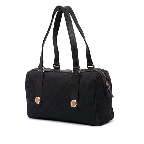 Pre-owned Gucci GG Canvas Charmy Boston Bag Black