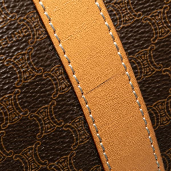Pre-owned Celine Macadam Coated Canvas Boston Bag Brown