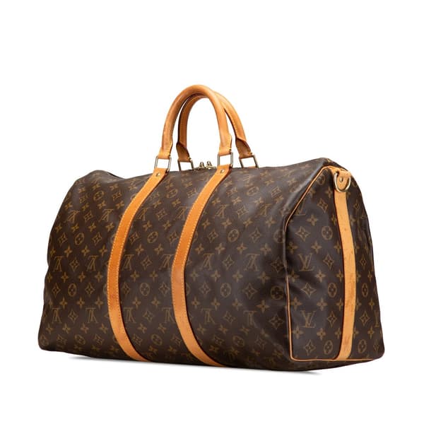 Pre-owned Louis Vuitton Monogram Keepall Bandouliere 50 Brown