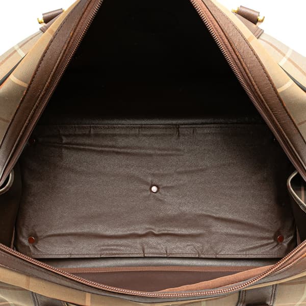 Pre-owned Burberry Vintage Check Canvas Travel Bag Brown