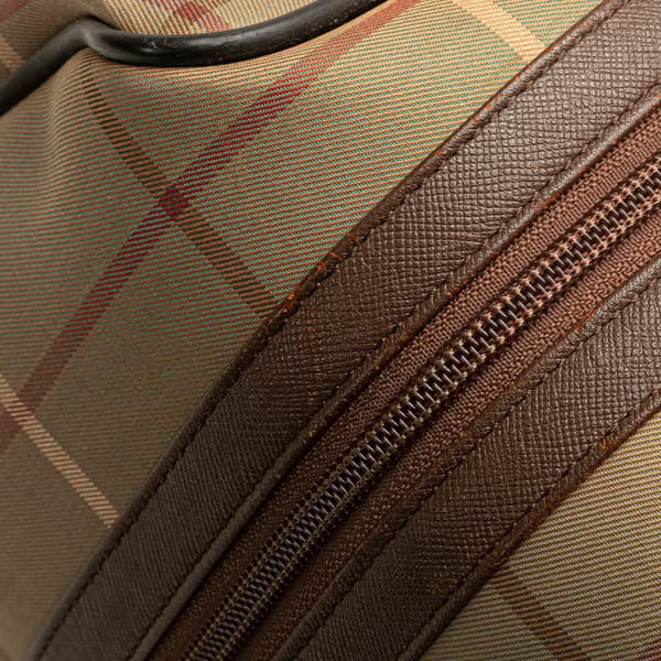 Pre-owned Burberry Vintage Check Canvas Travel Bag Brown
