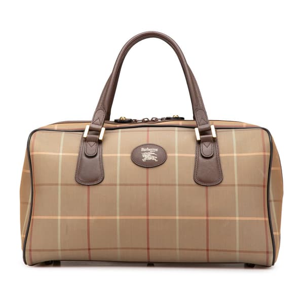 Pre-owned Burberry Vintage Check Canvas Travel Bag Brown