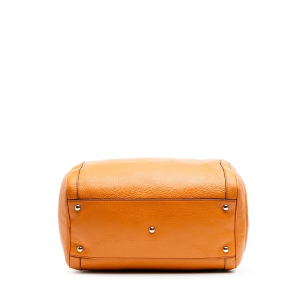 Pre-owned Gucci Medium Pebbled Calfskin Soho Boston Bag Orange