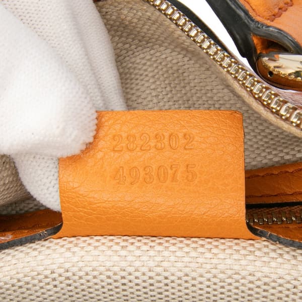 Pre-owned Gucci Medium Pebbled Calfskin Soho Boston Bag Orange