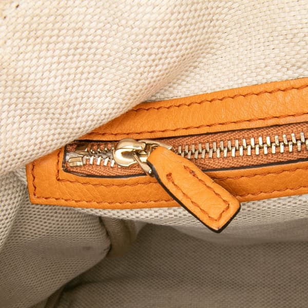 Pre-owned Gucci Medium Pebbled Calfskin Soho Boston Bag Orange