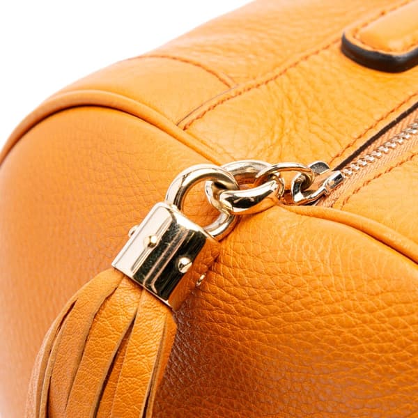Pre-owned Gucci Medium Pebbled Calfskin Soho Boston Bag Orange