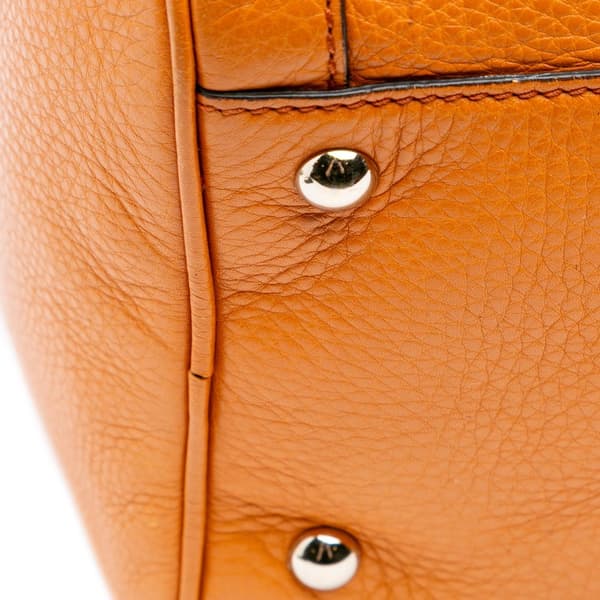 Pre-owned Gucci Medium Pebbled Calfskin Soho Boston Bag Orange