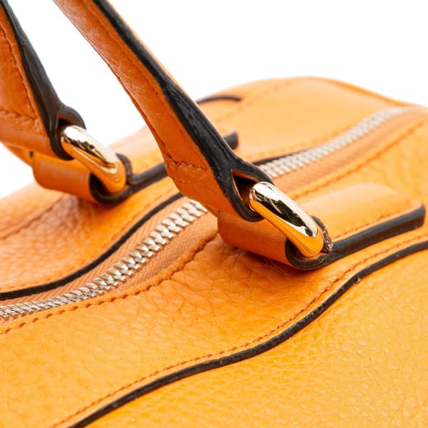Pre-owned Gucci Medium Pebbled Calfskin Soho Boston Bag Orange