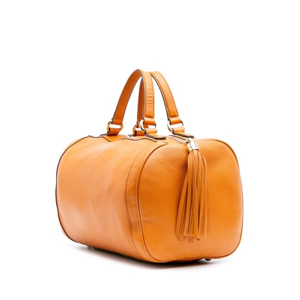 Pre-owned Gucci Medium Pebbled Calfskin Soho Boston Bag Orange
