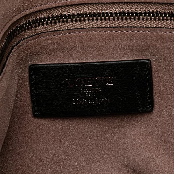 Pre-owned LOEWE Embossed Leather Canela Boston Bag Black