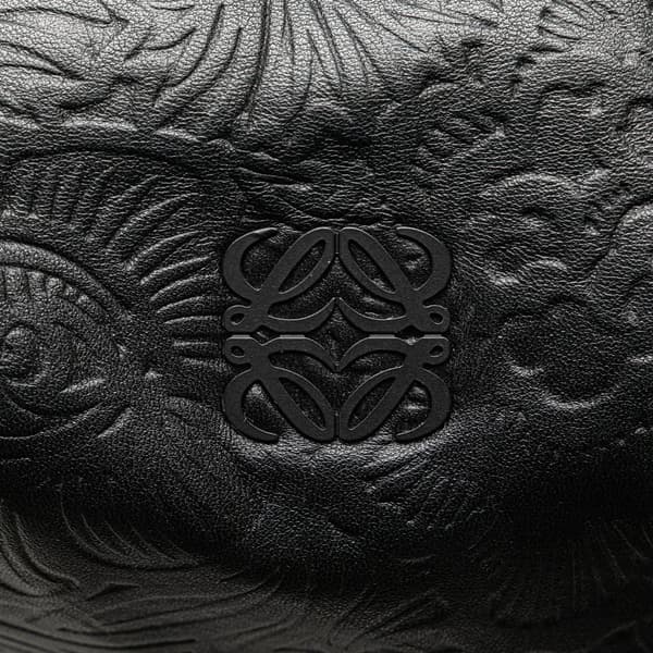 Pre-owned LOEWE Embossed Leather Canela Boston Bag Black