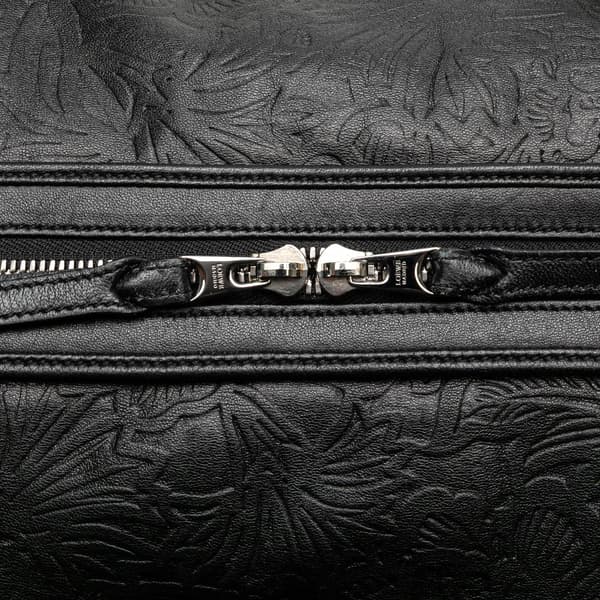 Pre-owned LOEWE Embossed Leather Canela Boston Bag Black