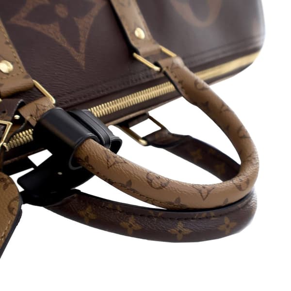 Pre-owned Louis Vuitton Monogram Giant Reverse Keepall Bandouliere 45 Brown