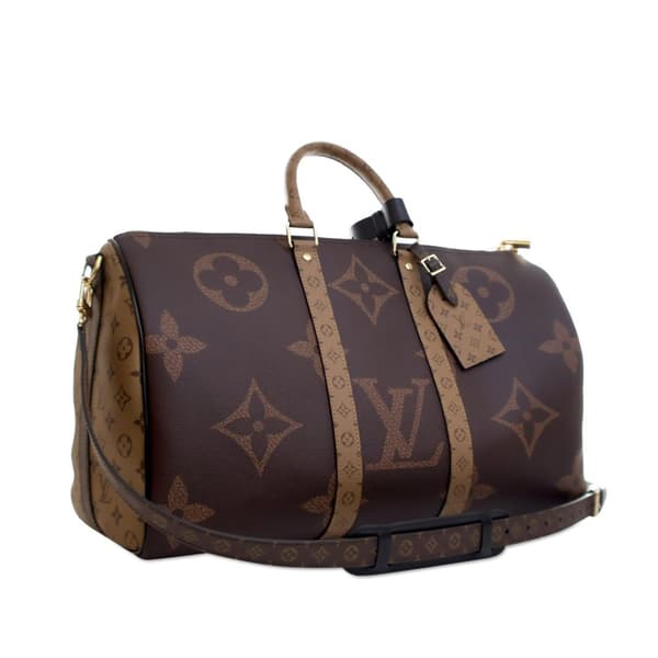Pre-owned Louis Vuitton Monogram Giant Reverse Keepall Bandouliere 45 Brown
