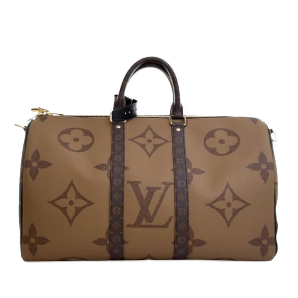 Pre-owned Louis Vuitton Monogram Giant Reverse Keepall Bandouliere 45 Brown