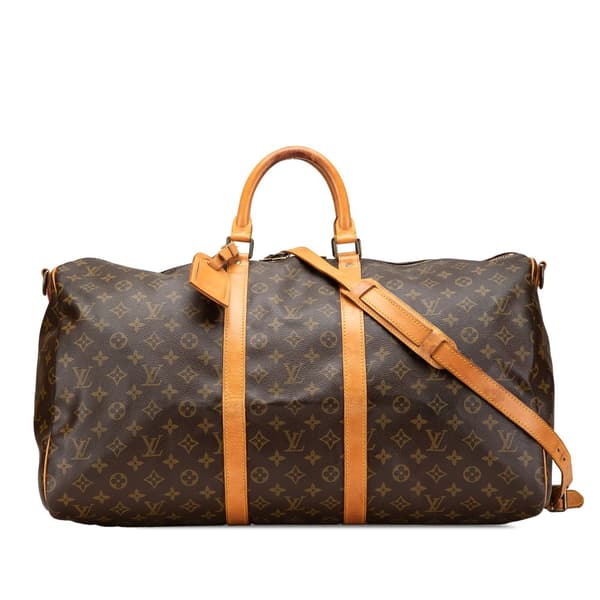 Pre-owned Louis Vuitton Monogram Keepall Bandouliere 55 Brown