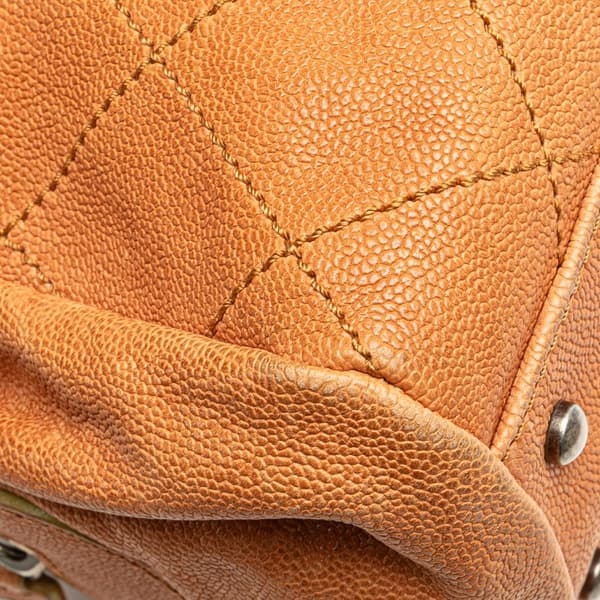 Pre-owned Chanel Small CC Quilted Caviar Outdoor Ligne Doctor Bag Brown