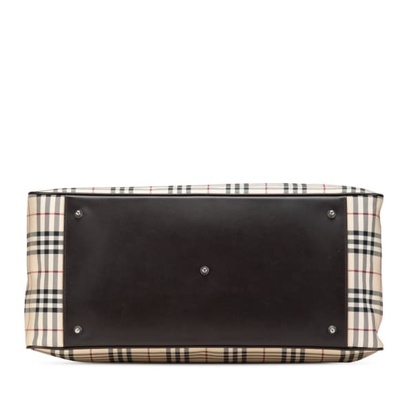 Pre-owned Burberry House Check Canvas Travel Bag Brown