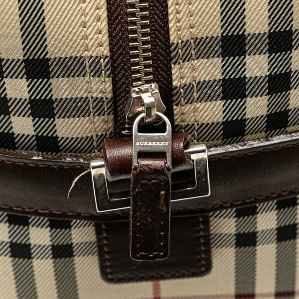 Pre-owned Burberry House Check Canvas Travel Bag Brown