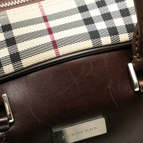 Pre-owned Burberry House Check Canvas Travel Bag Brown