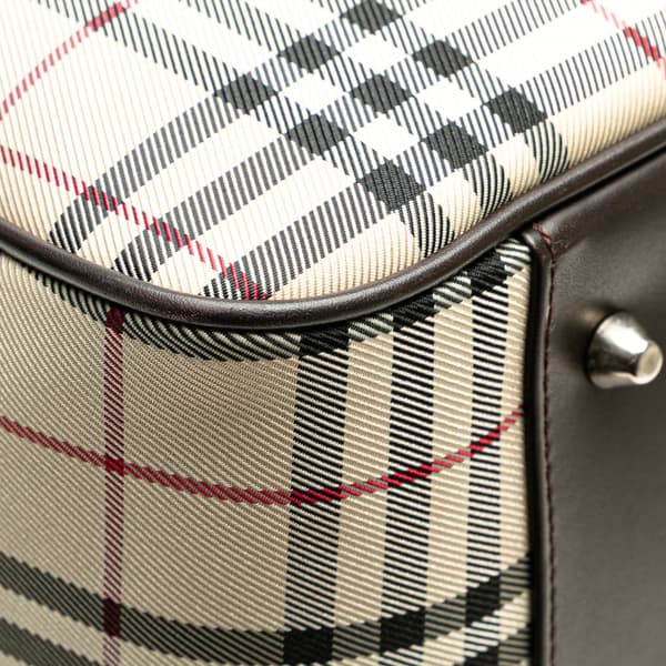 Pre-owned Burberry House Check Canvas Travel Bag Brown