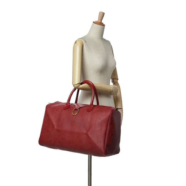 Pre-owned Dior Diorissimo Trotter Coated Canvas Travel Bag Red