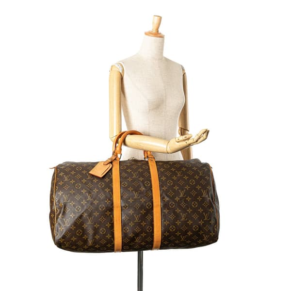 Pre-owned Louis Vuitton Monogram Keepall 55 Brown